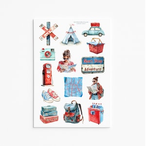 Reise-Aufkleber für Journal Scrapbook Adventure Road Trip Camping Handmade Sticker Sheet