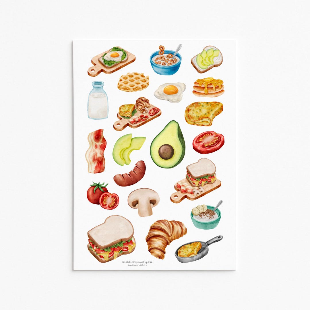 Breakfast Delights Stickers – Delicious Morning Foods and Beverages - Etsy