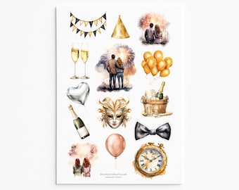 New Year Celebration Stickers: Festive Planner Stickers