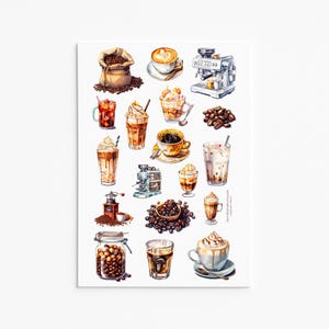 Set de pegatinas para amantes del café: bonitas pegatinas con temática de café para diarios, agendas, álbumes de recortes y manualidades.