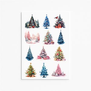 Adesivo per albero di Natale, albero di pino, albero delle feste, adesivi di Natale, confezioni regalo, regalo di Natale, adesivi invernali, decorazioni natalizie