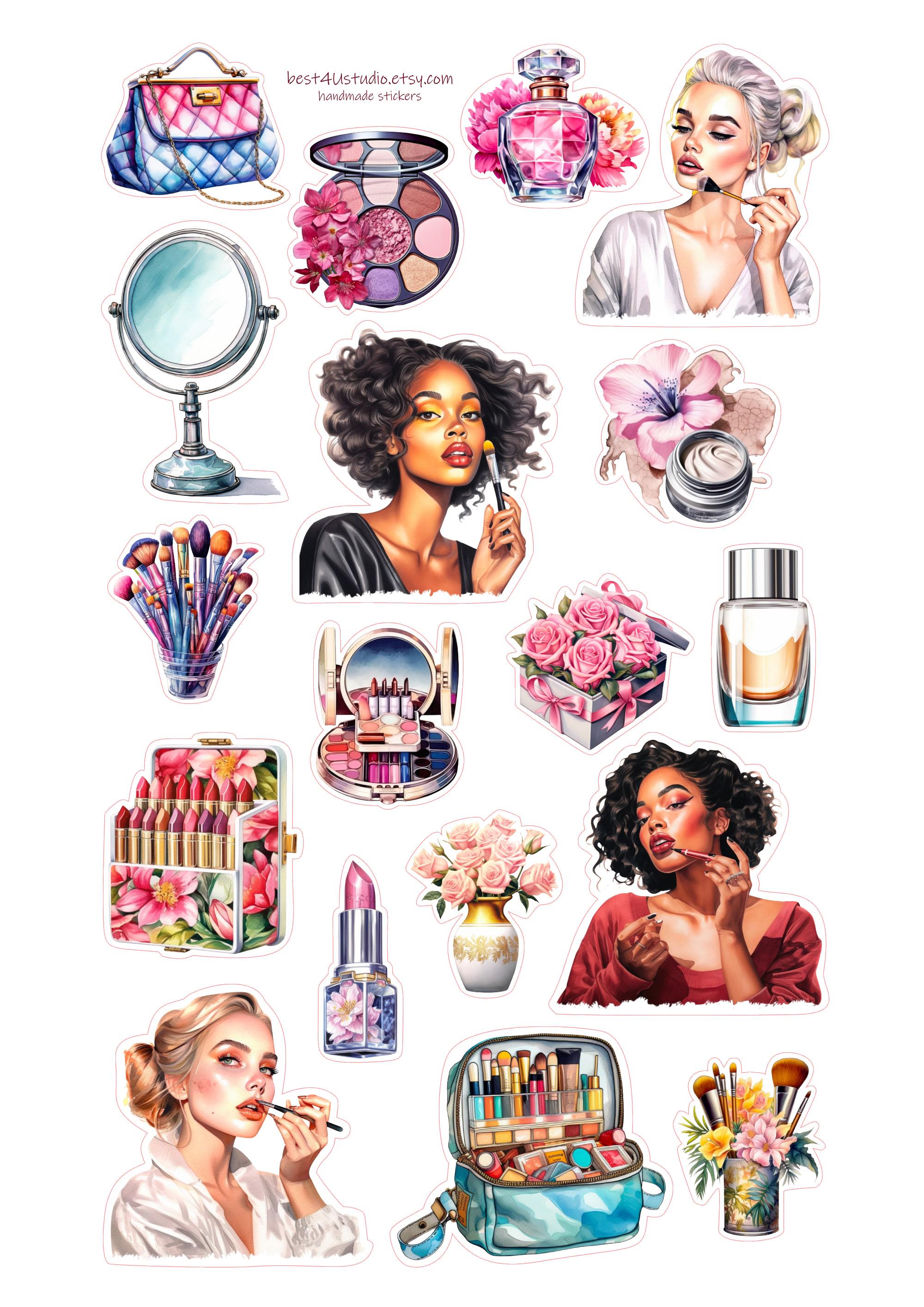 Makeup Syicker Glamorous Makeup Sticker Set – Beauty-themed Stickers for Journals ...