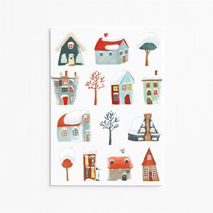Kersthuis, Architectuur, Bouwtekenfilm, Stad, Engels huis, Familiehuis, Huisillustratie, Oude stad, Kleine stad, Winterhuis, Stad, Engels huis