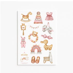 Feuille d'autocollants bohèmes pour chambre d'enfant, rose neutre, jouets pour berceau, chaussures arc-en-ciel, agenda, autocollants de scrapbooking