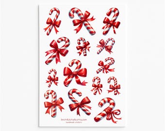 Candy Cane Stickers – Festive Christmas Stickers for Planners, Gifts, and Holiday Decor