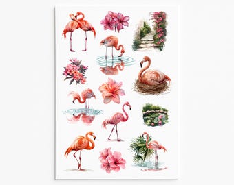 Tropical Flamingo Stickers: Planner, Journal, and Craft Decor