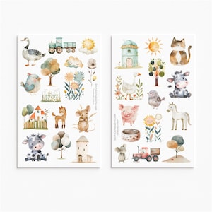 Farm Animal Stickers for Kids Journal Scrapbook Cute Country Theme Handmade Sticker Sheets