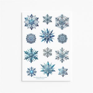 Sneeuwvloksticker, winterdecor, vakantie, kerststicker, ijzige sticker, besneeuwde sticker, seizoenssticker, Winter Wonderland, ijskristal