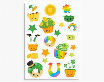 Pegatinas para cupcakes del Día de San Patricio: vinilo blanco mate