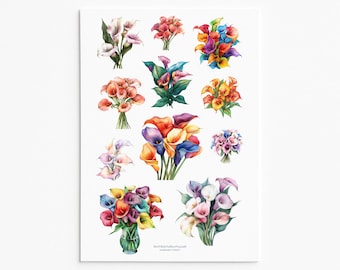 Colorful Calla Lily Stickers – Elegant Floral Decals for Crafting and Decoration