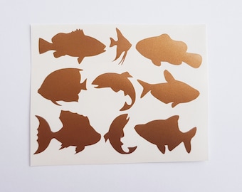 9 Sea Fish stickers, Nautical stickers, Sea stickers, Ocean stickers