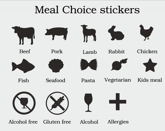 Wedding meal menu place card stickers