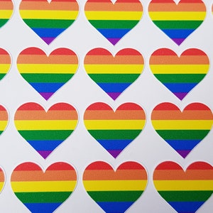Adesivos de bandeira do orgulho, adesivos de arco-íris, adesivos de orgulho gay, adesivos de coração