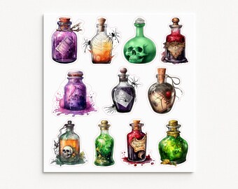 Witch Apothecary Stickers: Magic Potion Bottles, Halloween Planner Stickers