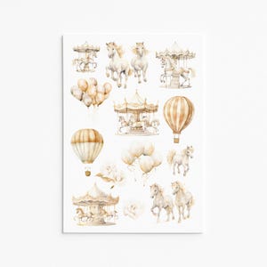 Carrouselstickers, paardenstickers, draaimolen, Carnaval, Circus, Pretpark, Jeugdnostalgie, Kermis, Fantasie, Feestelijk