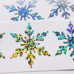 12 adesivi invernali olografici a forma di fiocco di neve, decorazioni natalizie