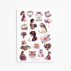 Adesivi vintage romantici: estetica elegante ispirata a fiori, matrimoni e vittoriani per diari e lavori artigianali