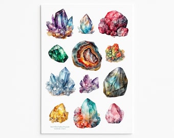 Crystal Sticker Set: Gem & Mineral Vinyl Decals