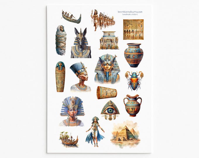 Ancient Egypt Sticker Sheet, Sphinx, Pyramid, Archeology, Museum ...