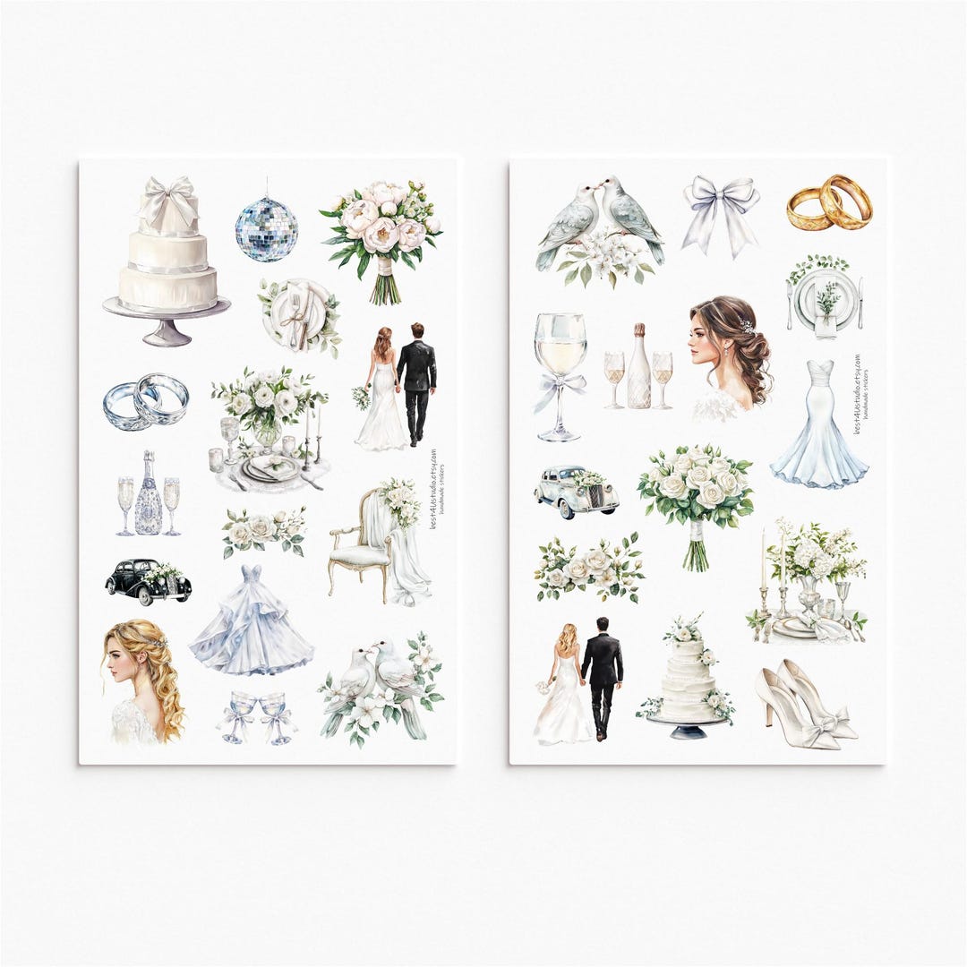 Wedding Planner Stickers: Bride, Groom, Cake - Scrapbook Journal ...