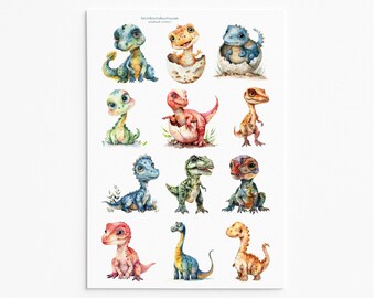 Dinosaurieklistermärken, Vattentät vinyldinosauridekor, Planer stickers