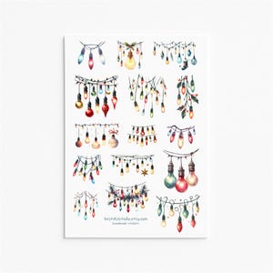 Festive Christmas Lights Stickers – Colorful Holiday Stickers for Planners, Gifts, and Scrapbooks