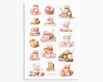 Knitting & Yarn Stickers: Vinyl Sticker Set