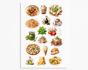 Italian Food Stickers: Pasta, Pizza, Tiramisu - Planner Decor