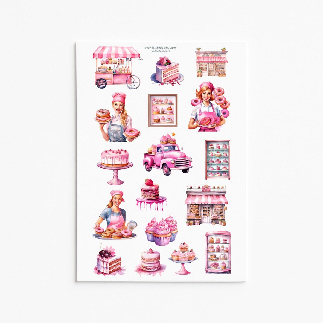 Pink Bakery Stickers: Dessert & Pastry Planner Stickers - Etsy