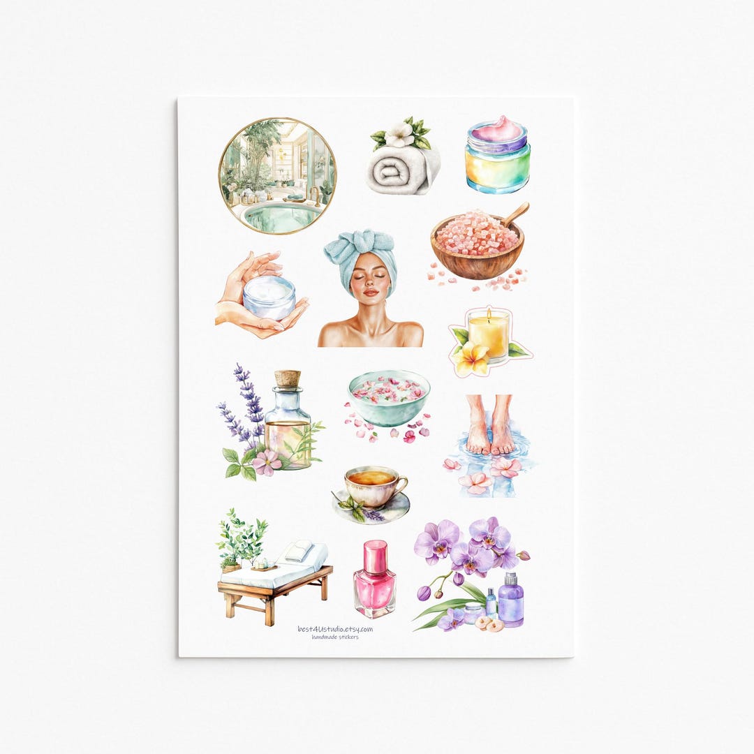 Spa Day Sticker Sheet Wellness Self Care Relaxing Planner Journal - Etsy