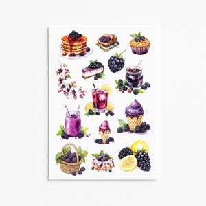 Stickers eten en fruit met bramenthema | Leuke waterdichte vinylstickers voor tijdschriften, planners, plakboeken en cadeaus