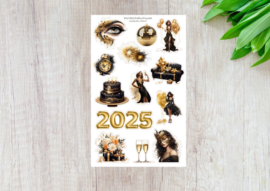 2025 New Year Stickers, 2025 Party, Happy New Year, 2025 Celebration, New Years Eve, 2025