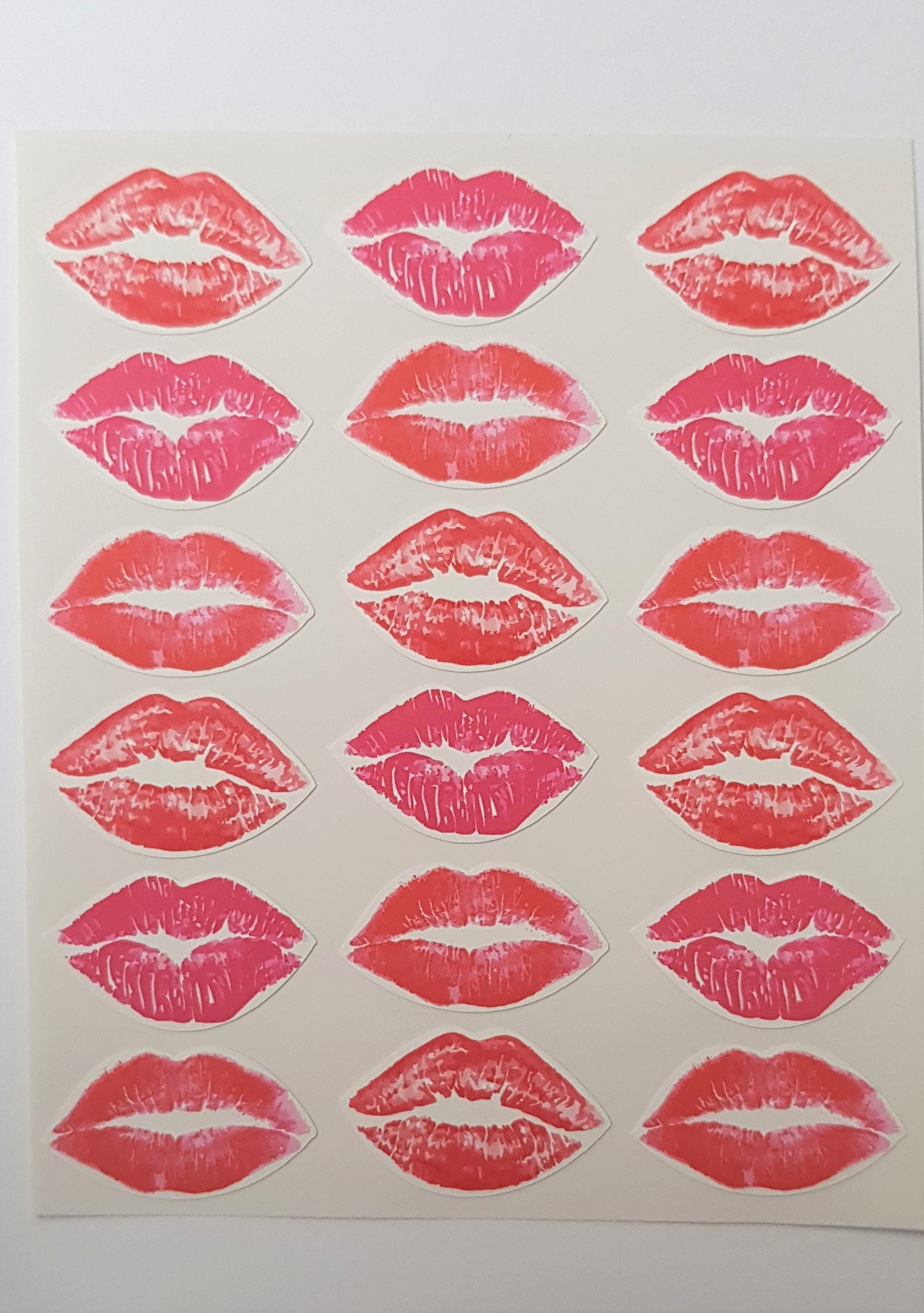 Lips Stickers Kisses Stickers Red Lips Stickers Planner Etsy
