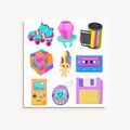 90s Nostalgia Stickers: Retro Roller Skate, Troll, Rubik's Cube - Vinyl Decals product logo
