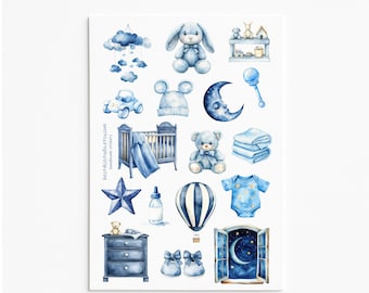 Baby Boy Stickers: Watercolor Nursery Decor, Scrapbook Stickers