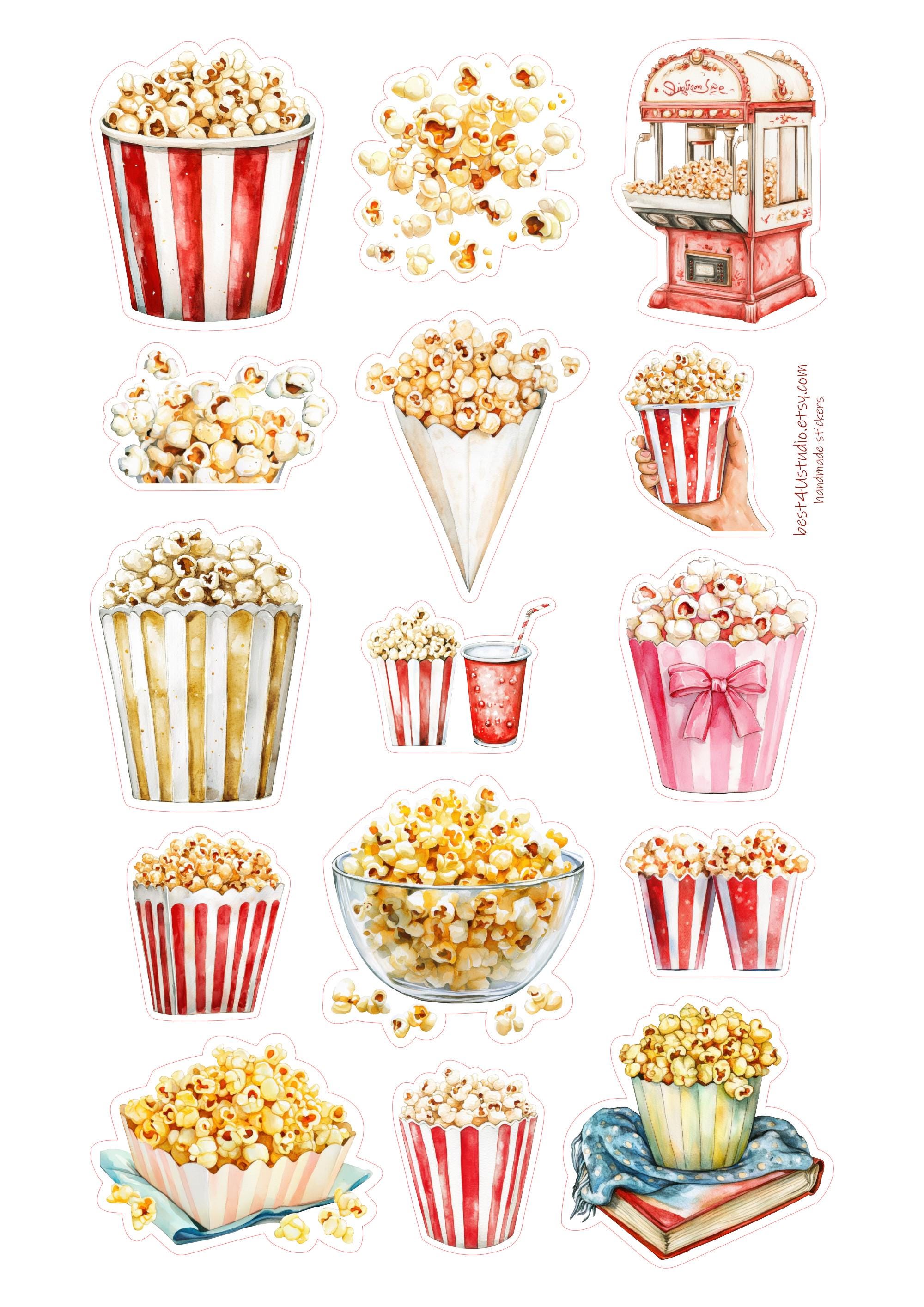 Popcorn Movie Night Stickers for Journals Planners and Scrapbooks - Etsy