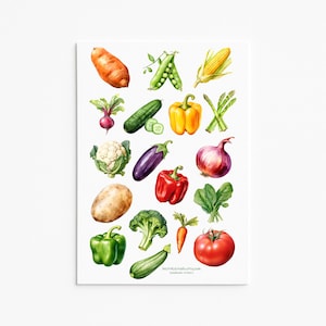Stickerset groentenmix: stickers met schattige groenten voor tijdschriften, planners en plakboeken