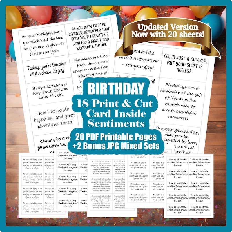 Birthday Card Insert Template Etsy