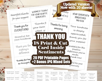 Printable Thank You Card Making Sentiments for Greeting Card Inserts - Time Saver for Thank You Card Makers