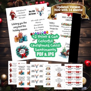 Sentiments colorés pour la fabrication de cartes de Noël - Insertions de cartes de voeux Noël - Sentiments à l'intérieur des fêtes - Énonciations de cartes de voeux de Noël