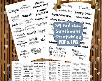 Holiday Card Greetings - Card Sentiment Printables - Holiday Sentiments