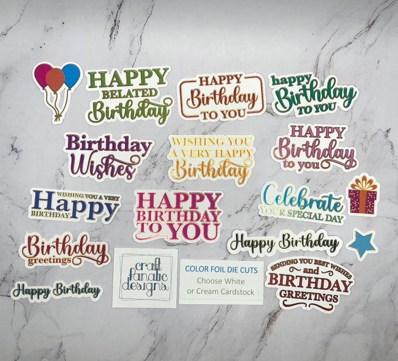 Happy Birthday Foil Cardstock Sentiments