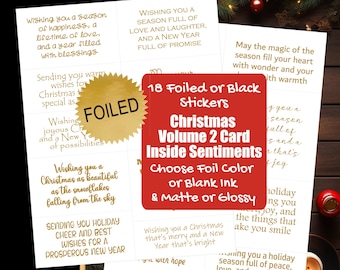 Christmas Volume 2 - Christmas Card Making Sentiment Stickers - Greeting Card Inserts Christmas - Foil or Black Ink [Physical]