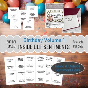 Sentiments de fabrication de cartes d'anniversaire à l'envers - Inserts de voeux de carte Anniversaire - Citations recto et verso - Anniversaire Volume 1