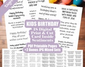 Kid Birthday Card Sentiments - Card Greeting Inserts - Inside Sentiments - Children Birthday Greeting Card Sayings