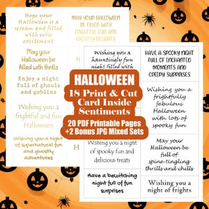 Halloween Card Making Sentiments - Card Greeting Inserts Halloween - All Hallows Eve Inside Sentiments - Spooky Greeting Card Sayings image 2