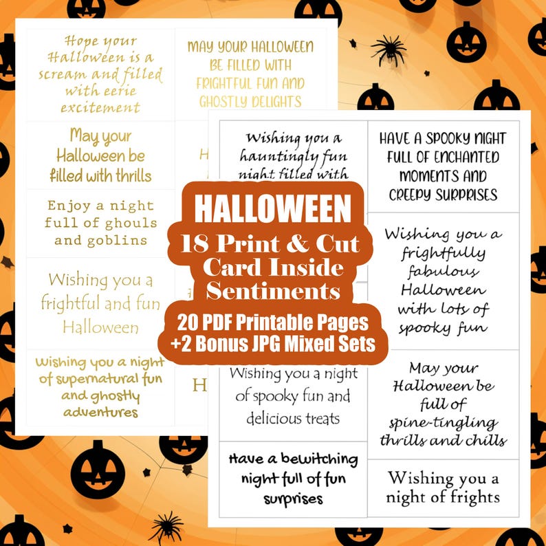 Halloween Card Making Sentiments - Card Greeting Inserts Halloween - All Hallows Eve Inside Sentiments - Spooky Greeting Card Sayings image 2