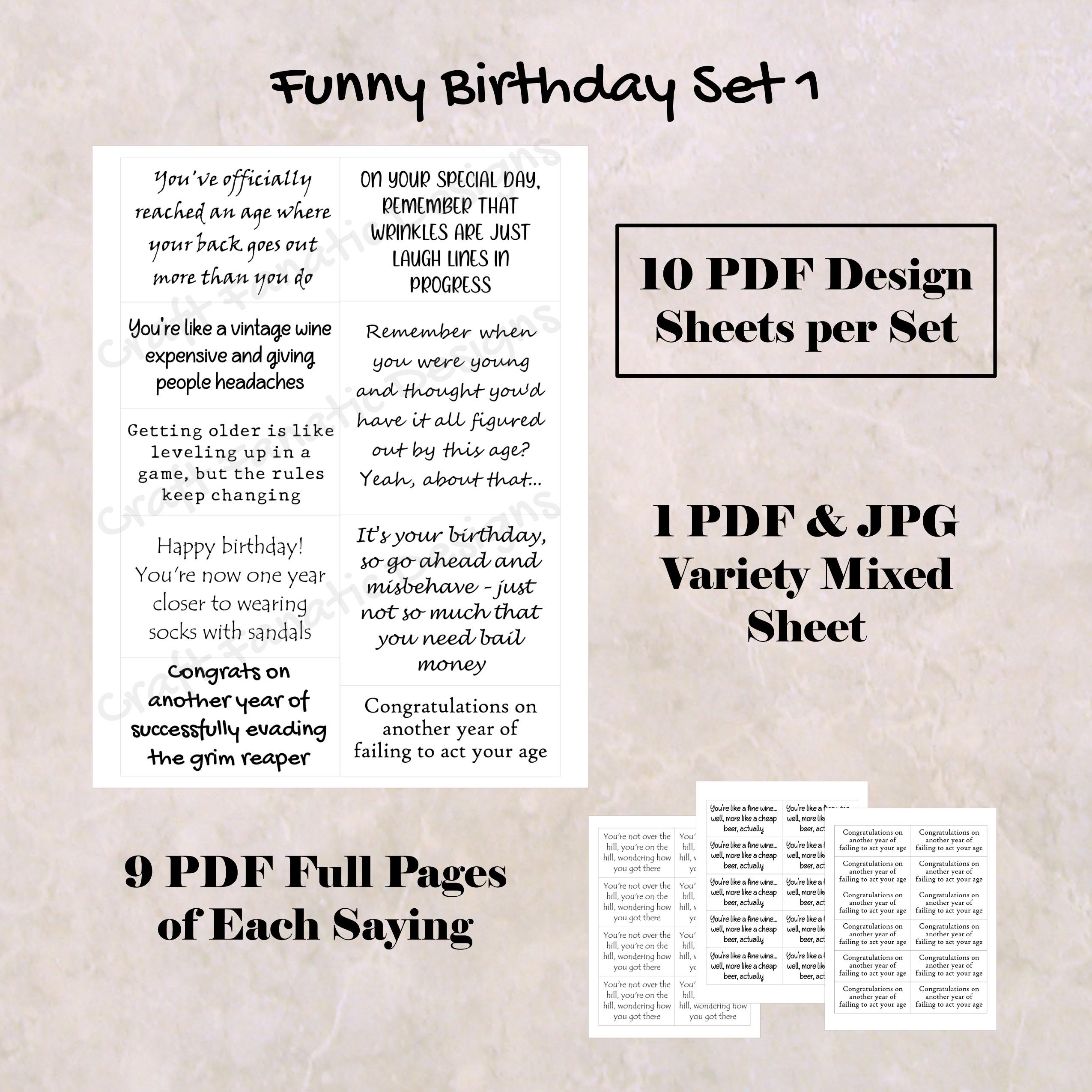 Fun Card Sentiments Funny Birthday Card Sentiments - Humorous Card Greeting Inserts - Card ...
