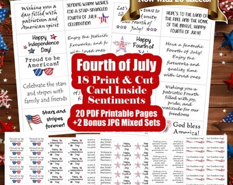 Independence Day Card Making Sentiment Greeting Card Inserts - Time Saver for Fourth of July Patriotic Card Makers