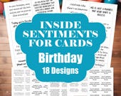 Birthday Card Sentiments - Card Greeting Inserts - Inside Sentiments - Birthday Greeting Card Sayings - Digital Print and Cut